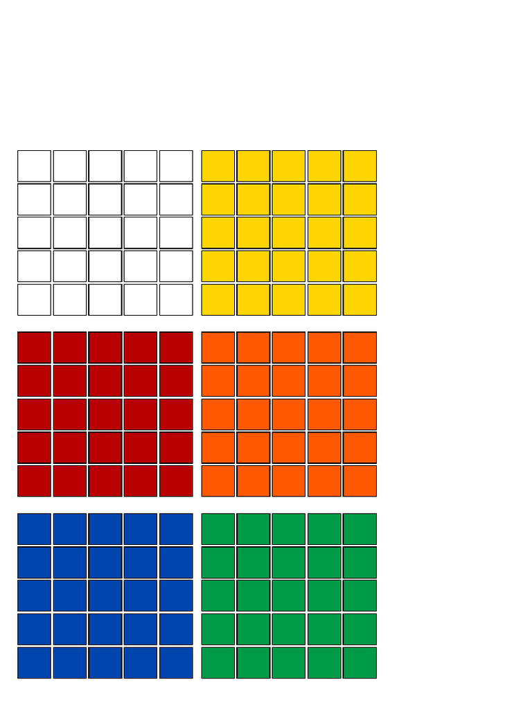 5x5 Rubiks Cube Sticker Template Custom Colors | PDF