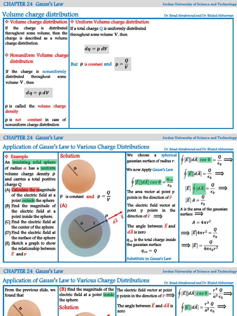 Gauss's Law: Volume Charge Distributions | PDF | Sphere | Electric Field