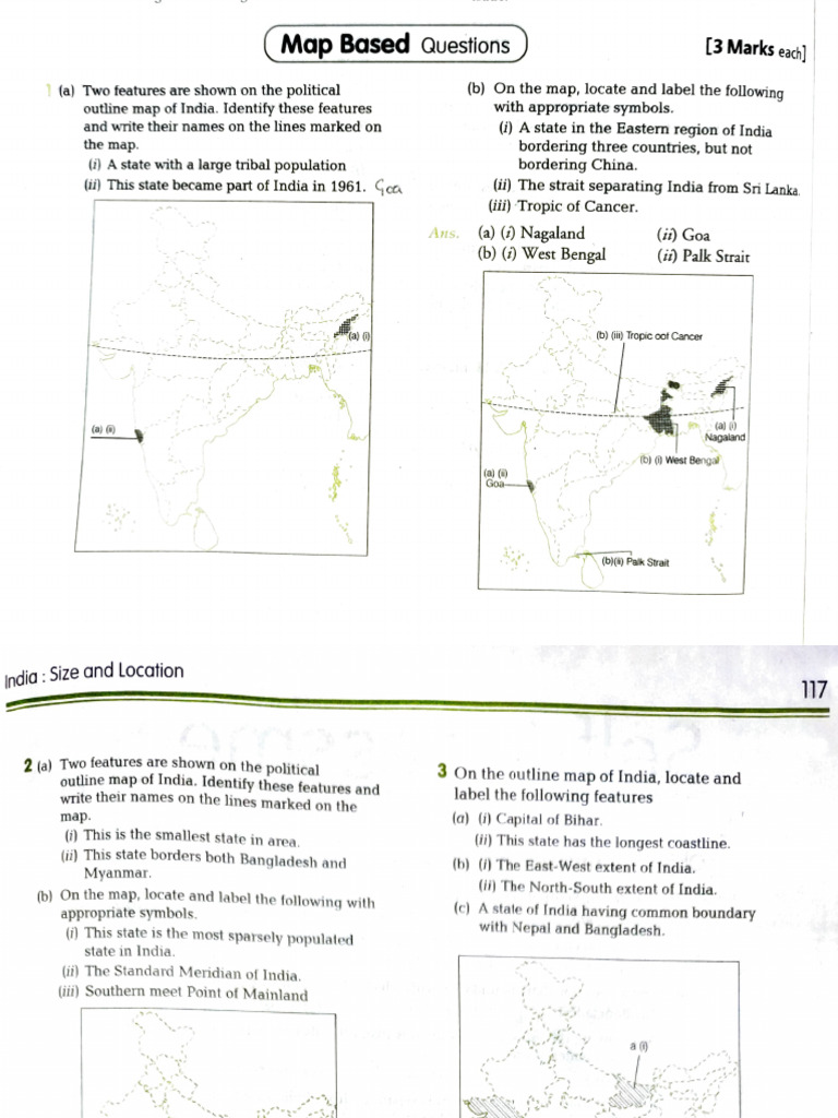 Map-Based Questions on Indian Geography | PDF | Geography | Cartography