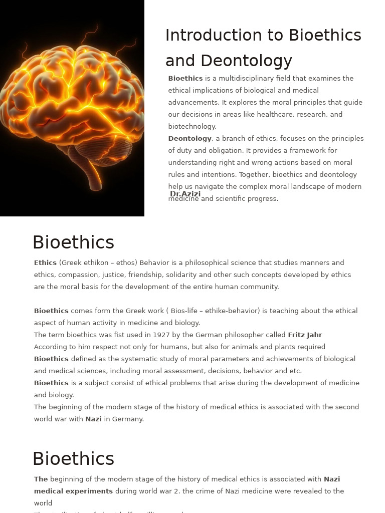 Introduction to Bioethics and Deontology (4) | PDF | Bioethics | Autonomy