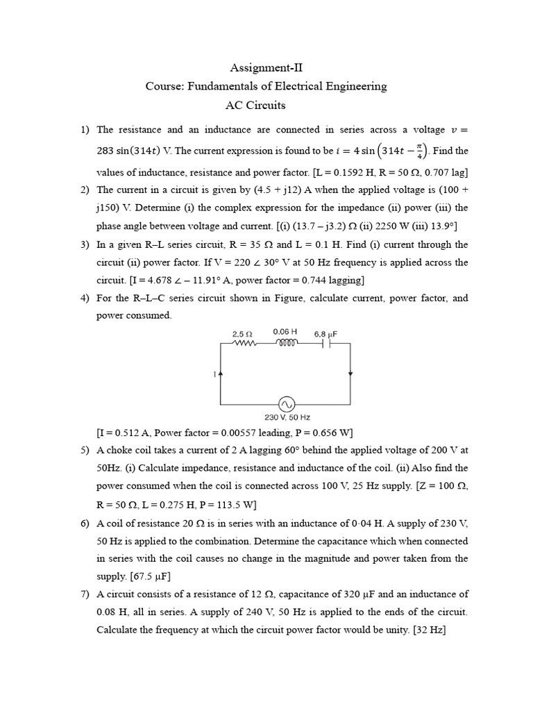 Electrical Engineering AC Circuit Analysis | PDF | Inductor ...