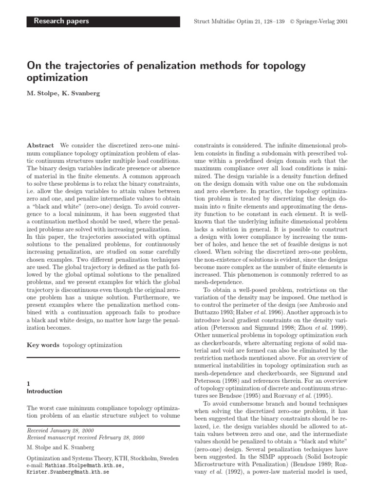 Penalization Methods in Topology Optimization | PDF | Mathematical ...