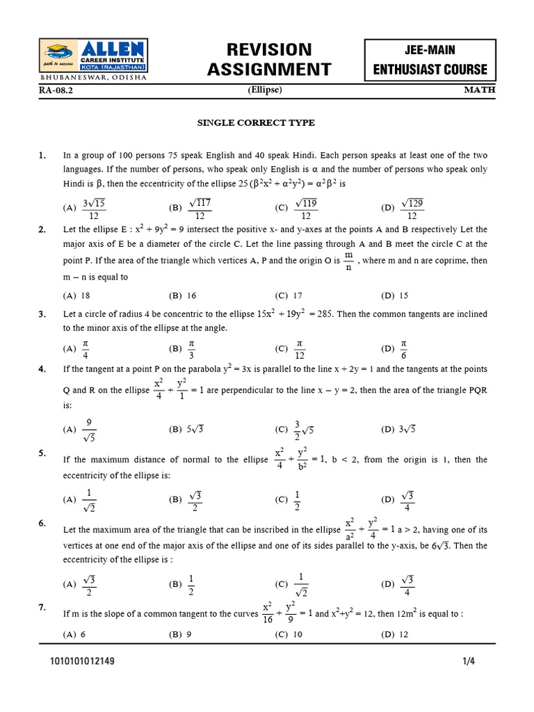 Ra Math Ellipse Sc | PDF | Ellipse | Circle