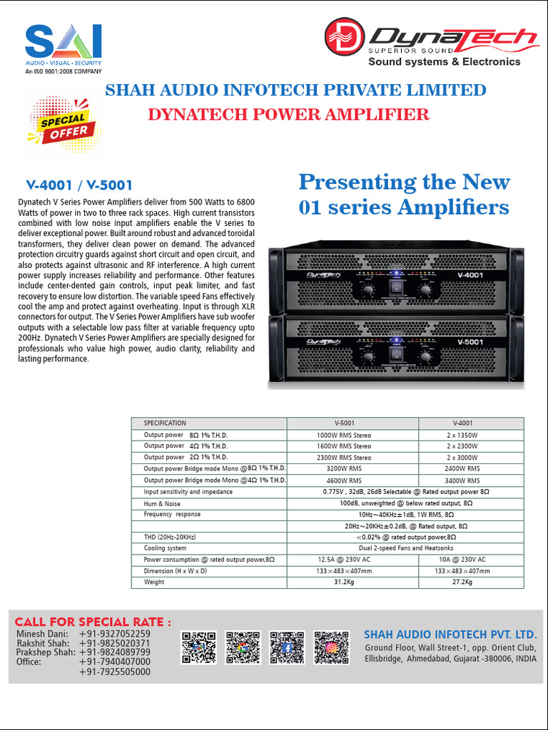 Dynatech Power Amplifiers Overview | PDF | Amplifier | Sound