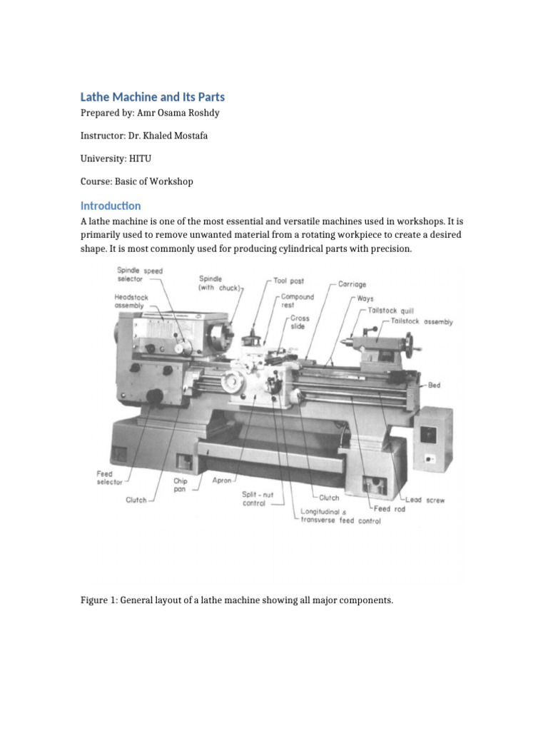 Lathe Machine Amr Osama Roshdy With Image | PDF