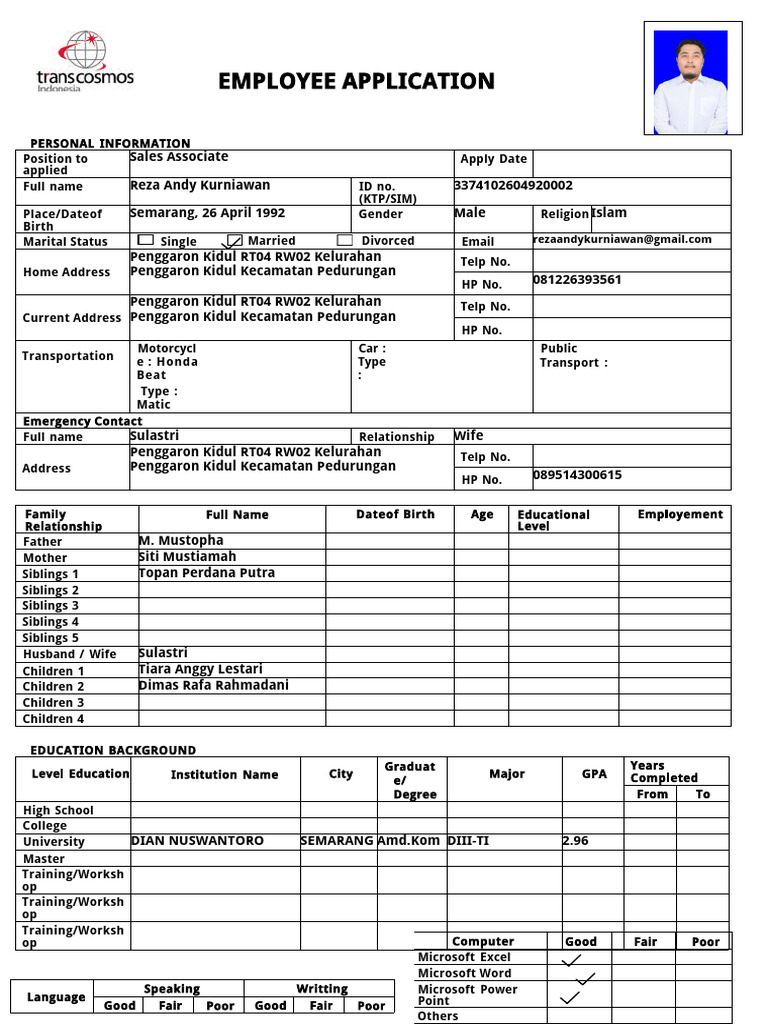 Sales Associate Application Form | PDF