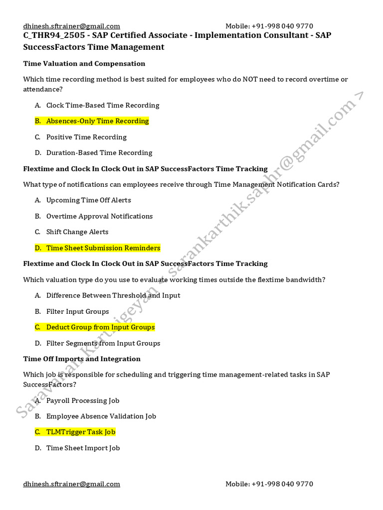 SAP SuccessFactors Time Management Guide | PDF | Overtime | Payroll