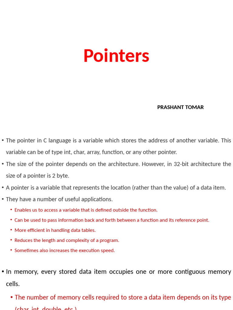 UNIT 3 Pointers | PDF | Pointer (Computer Programming) | Integer ...