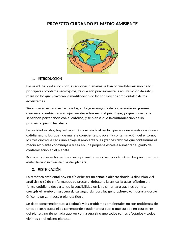 PROYECTO CUIDANDO EL MEDIO AMBIENTE | PDF | Residuos | Entorno natural