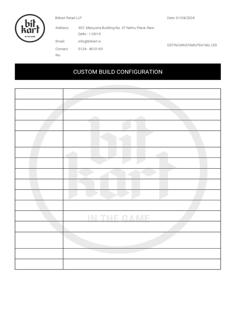 Custom Gaming PC Configuration Quote | PDF