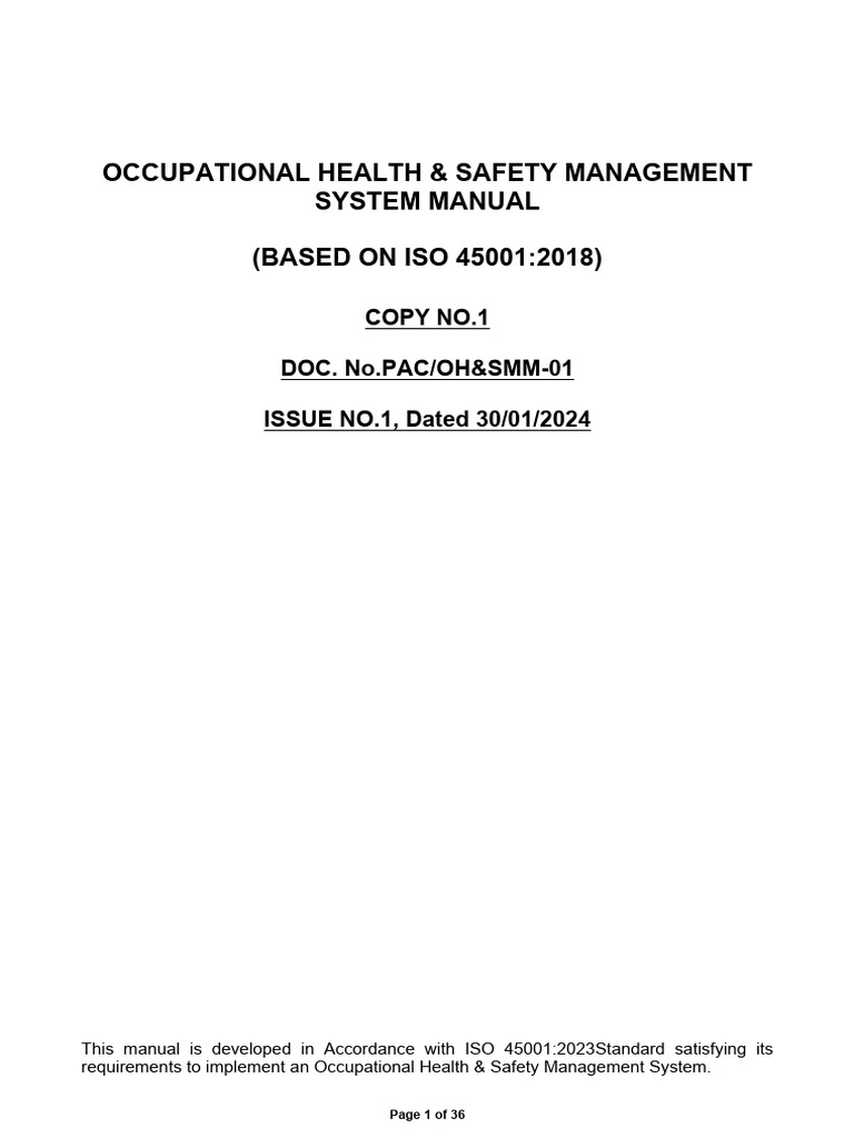 ISO 45001:2018 OH&S Management Manual | PDF | Occupational Safety And ...