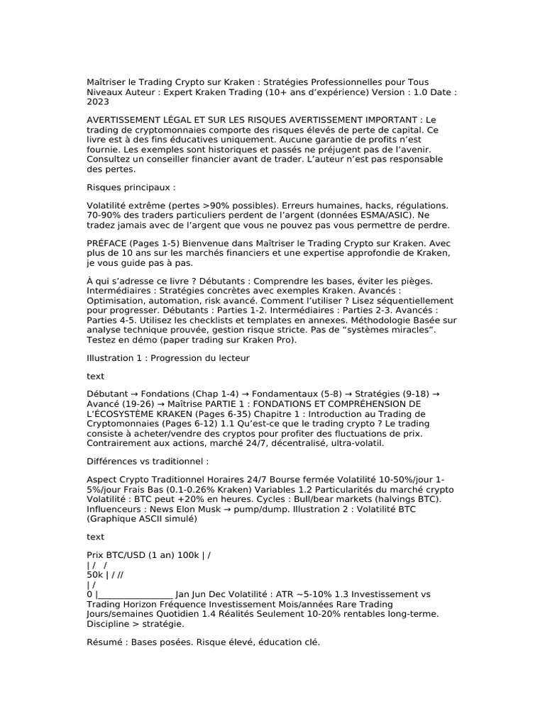 KRAKEN Cryptobook | PDF | Opérateur de marché | Marché (Économie)