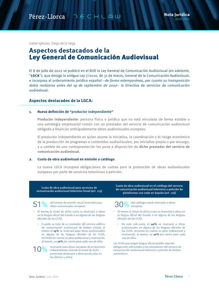 Aspectos Clave de la LGCA 2022 | PDF