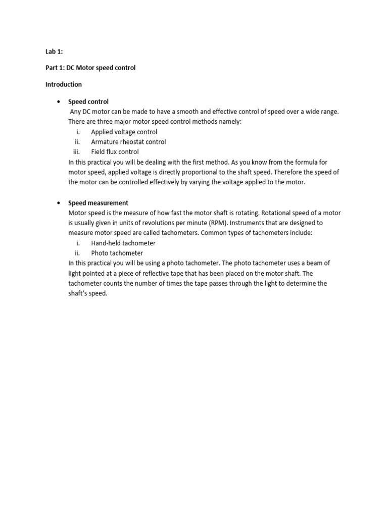 DC Motor Speed Control and Performance Analysis | PDF | Electric Motor ...