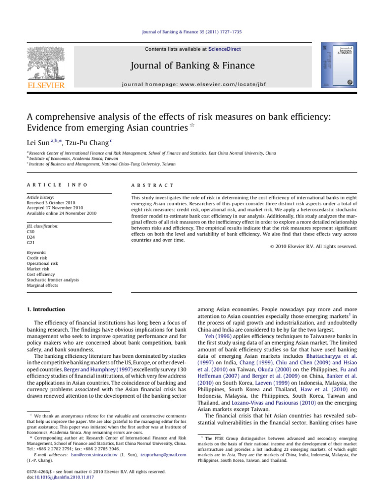 Risk Measures Impact on Bank Efficiency | PDF | Risk | Banks