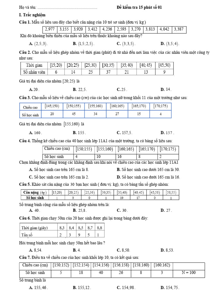 11 C3 DS de Kiem Tra 15 Phut 01 de Bai | PDF