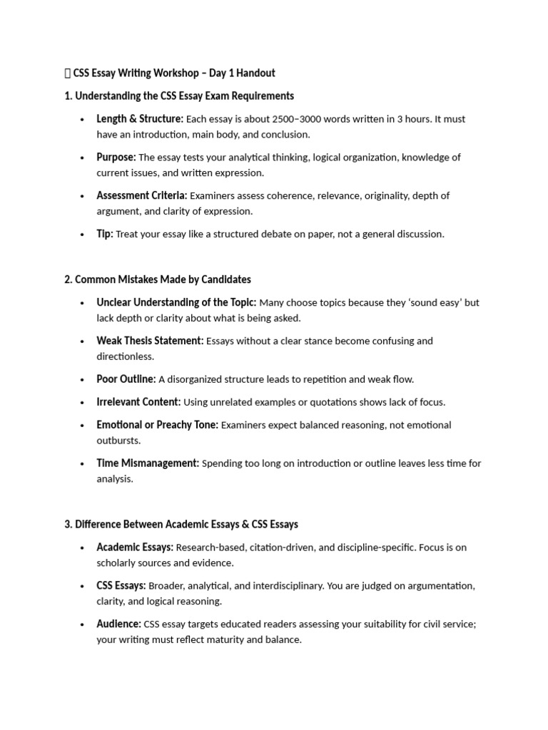 Essay writing essentials: Handout 1 | PDF