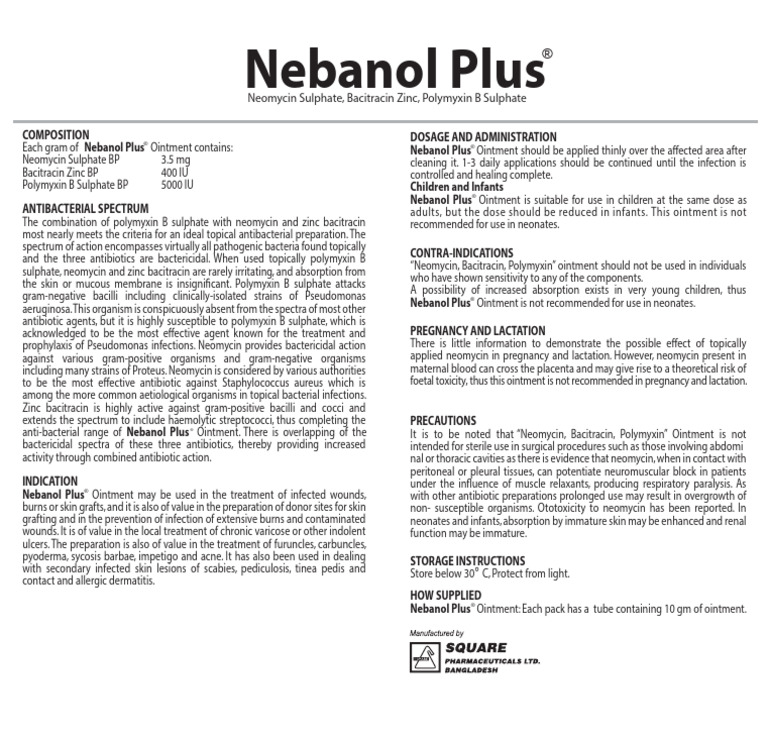Nebanol Plus Ointment: Antibacterial Treatment | PDF | Topical ...