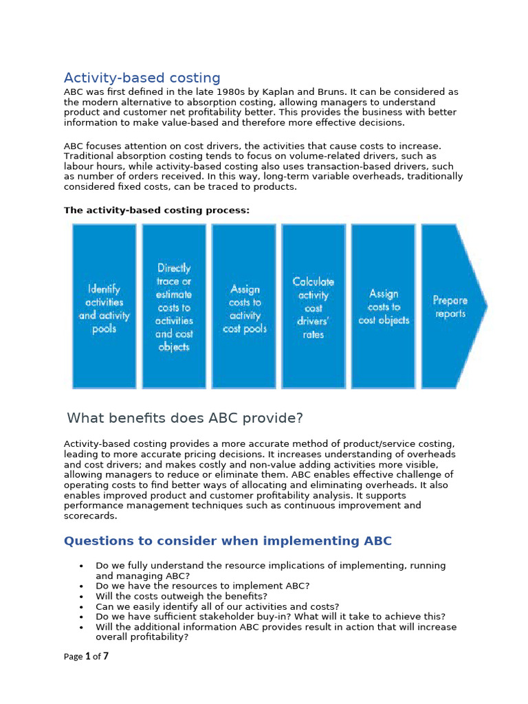 Activity Based Costing | PDF | Management Accounting | Business Economics