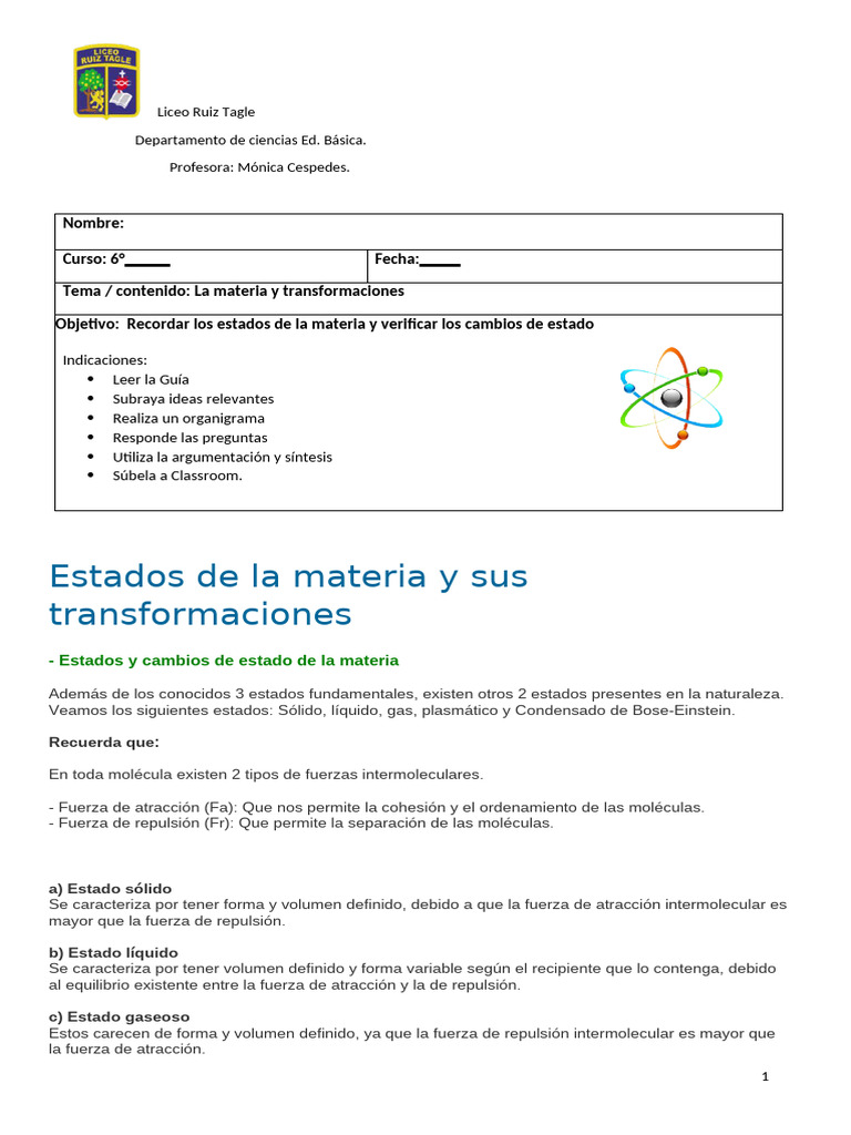 Estados y Cambios de la Materia | PDF | Líquidos | Derritiendo