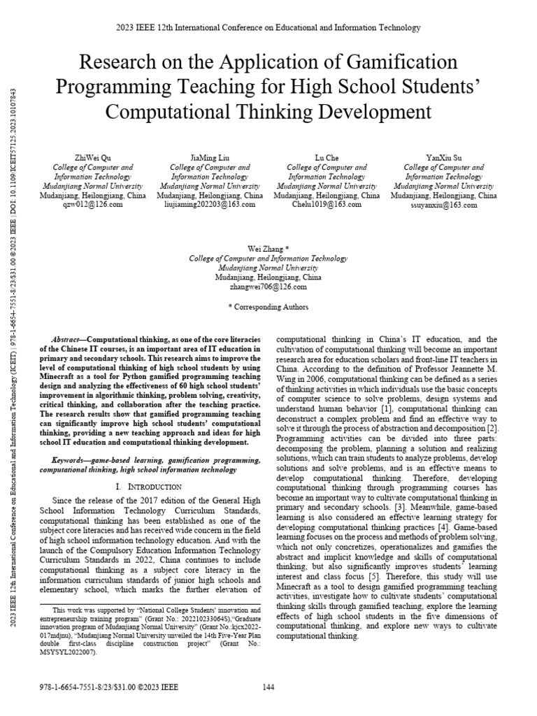 Gamification in High School Programming | PDF