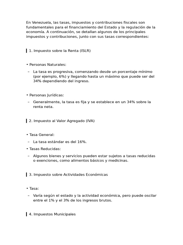 Impuestos y Contribuciones en Venezuela | PDF | Evasión de impuestos ...