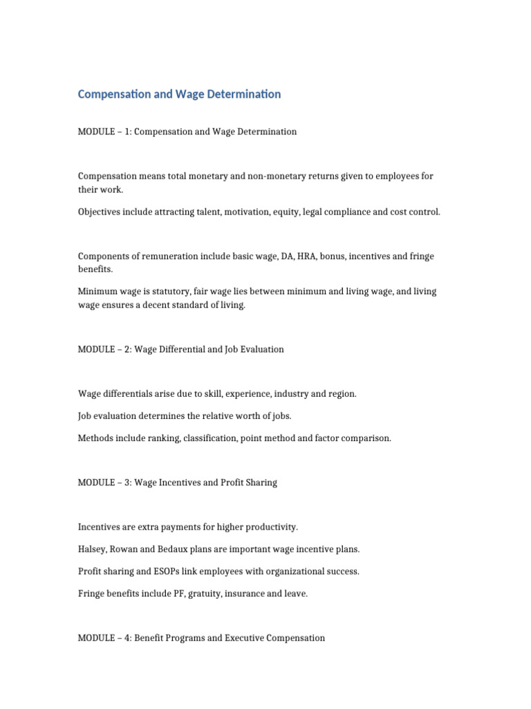 Comprehensive Guide to Compensation and Wages | PDF