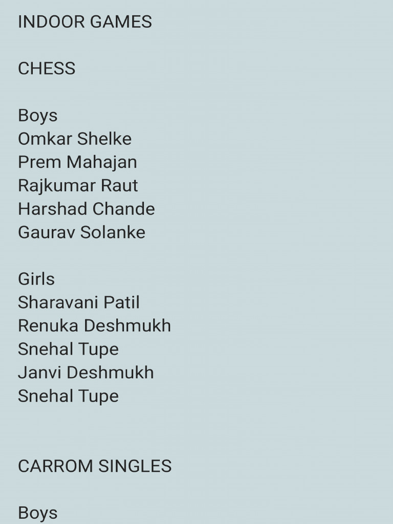 Indoor Games List 251213 120426 | PDF