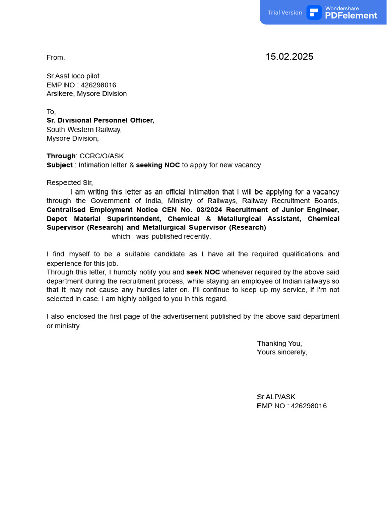 JE Intimation | PDF