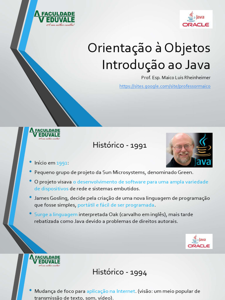 Introdução à Linguagem Java e OOP | PDF | Linguagem de programação ...