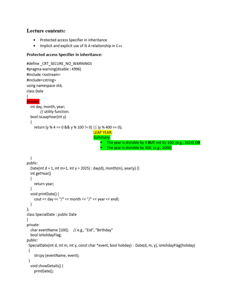 C++ Protected Access and Inheritance | PDF | C++ | Object (Computer ...