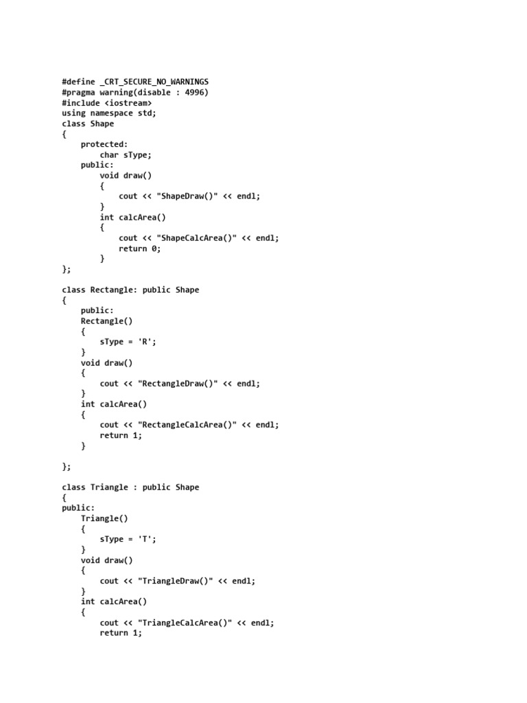 C++ Polymorphism in Shape Classes | PDF | Inheritance (Object Oriented ...
