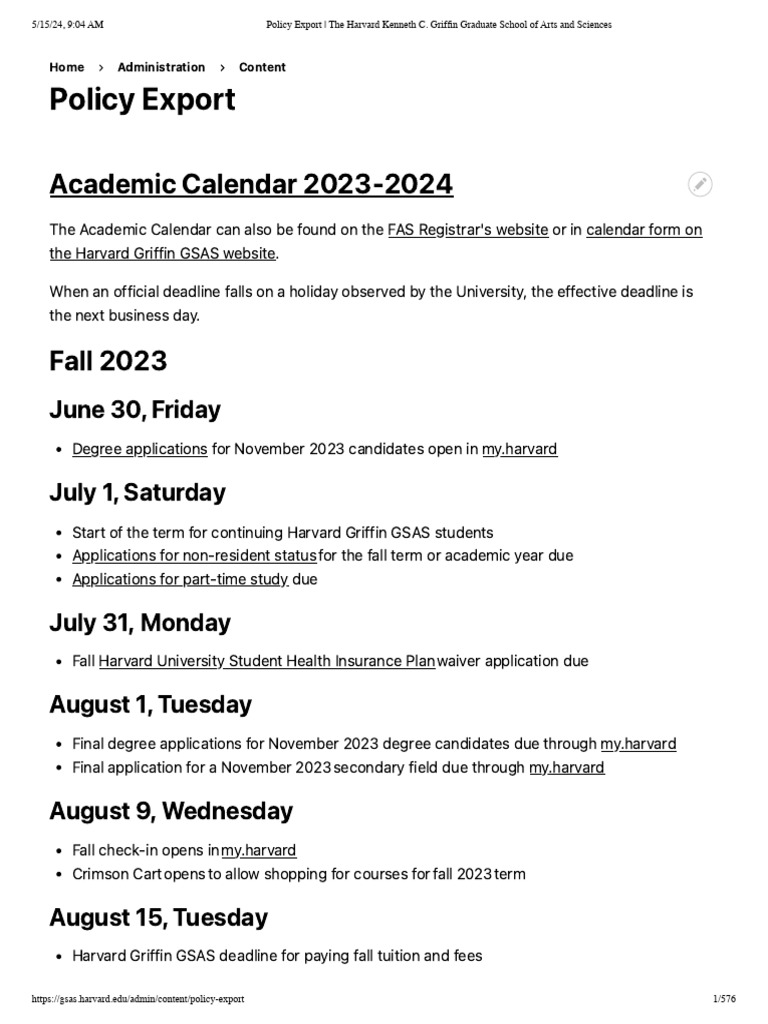 2023-24 Harvard GSAS Policies Handbook | PDF | Postgraduate Education ...