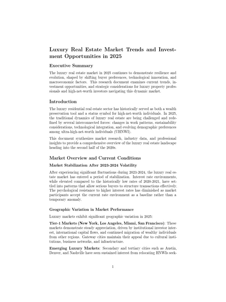 2025 Luxury Real Estate Trends & Insights | PDF | Taxes | Market ...