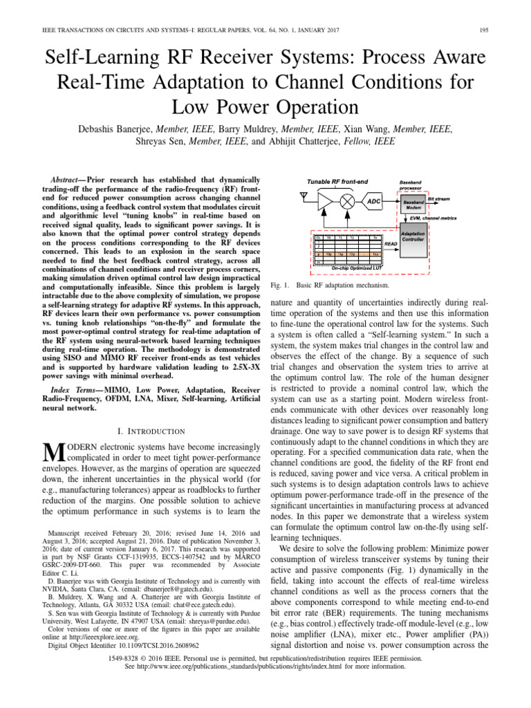 Self-Learning RF Receiver Systems Process Aware Real-Time Adaptation to ...