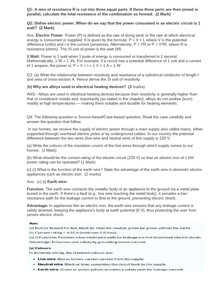 Electrical Resistance and Power Concepts | PDF | Watt | Mains Electricity