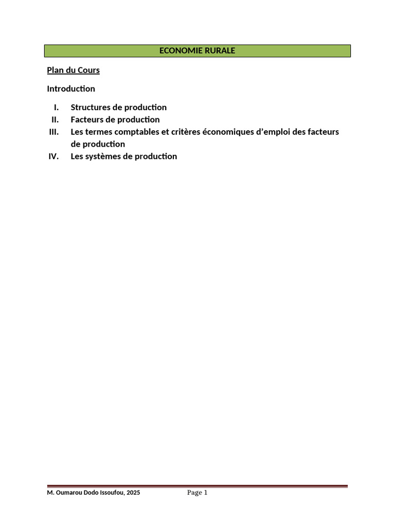 Introduction à l'économie rurale | PDF | Agriculture | Zone rurale