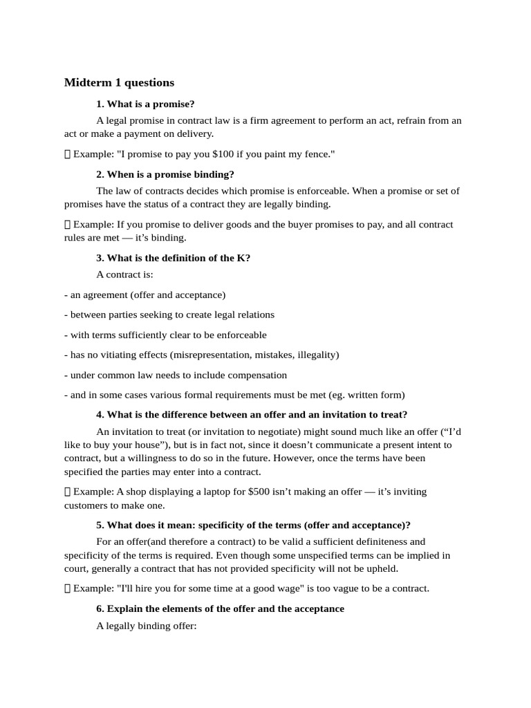 Key Concepts of Contract Law Explained | PDF | Offer And Acceptance ...