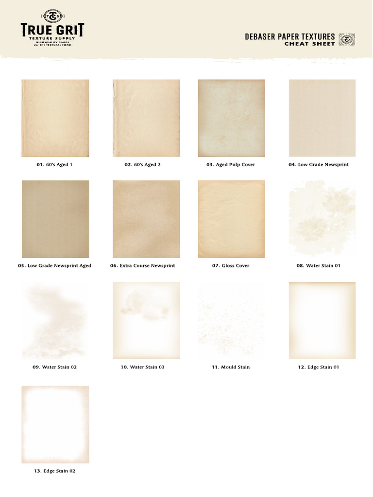 DEBASER Paper Texture CheatSheet | PDF