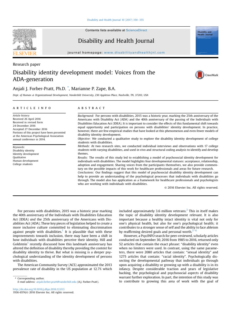 Disability Identity Development Model | PDF | Identity (Social Science ...
