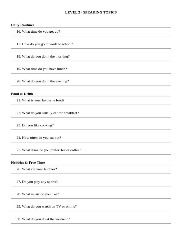 LEVEL 2 Speaking 2 | PDF