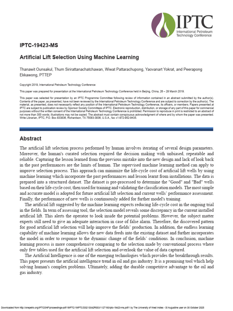 Machine Learning for Artificial Lift Selection | PDF | Machine Learning ...