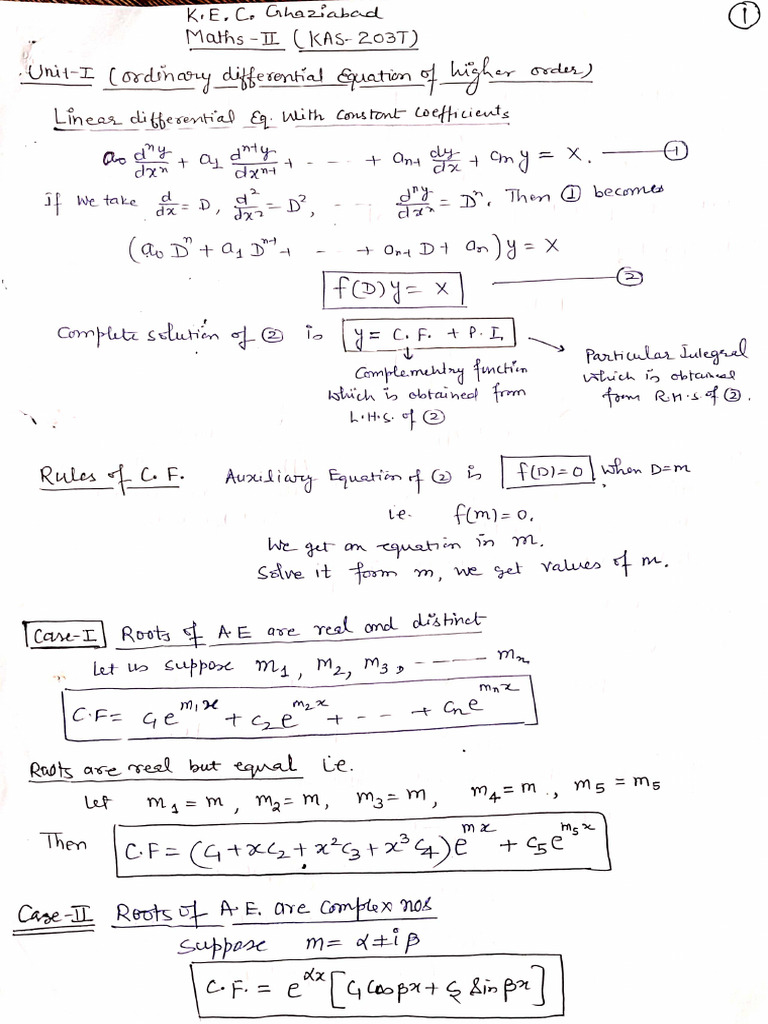 Maths - II, Important Formulas and Test Paper | PDF