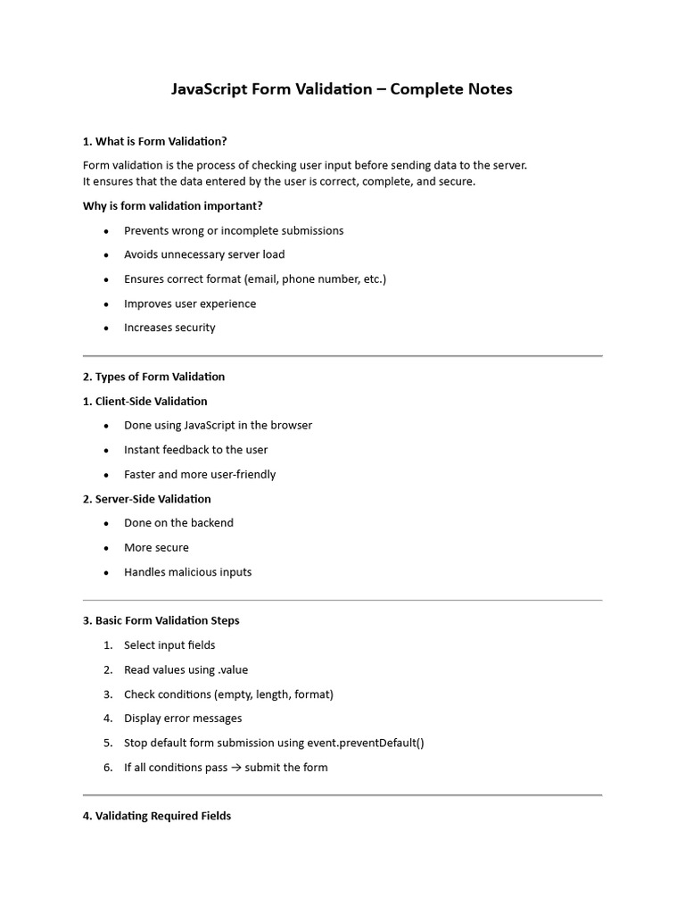 JavaScript Form Validation Guide | PDF | Client–Server Model | Password