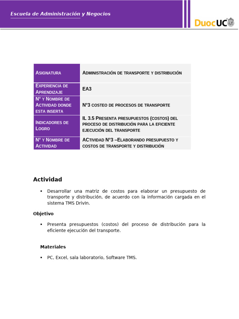 Presupuesto de Transporte y Distribución | PDF | Presupuesto | Transporte