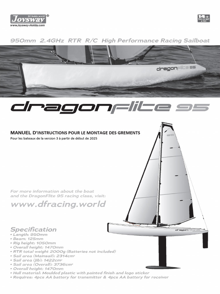 Amewi Dragonflite 95 – Voilier RC Prêt à Voler (RTR) – 950 Mm – Blanc – Bateau Télécommandé