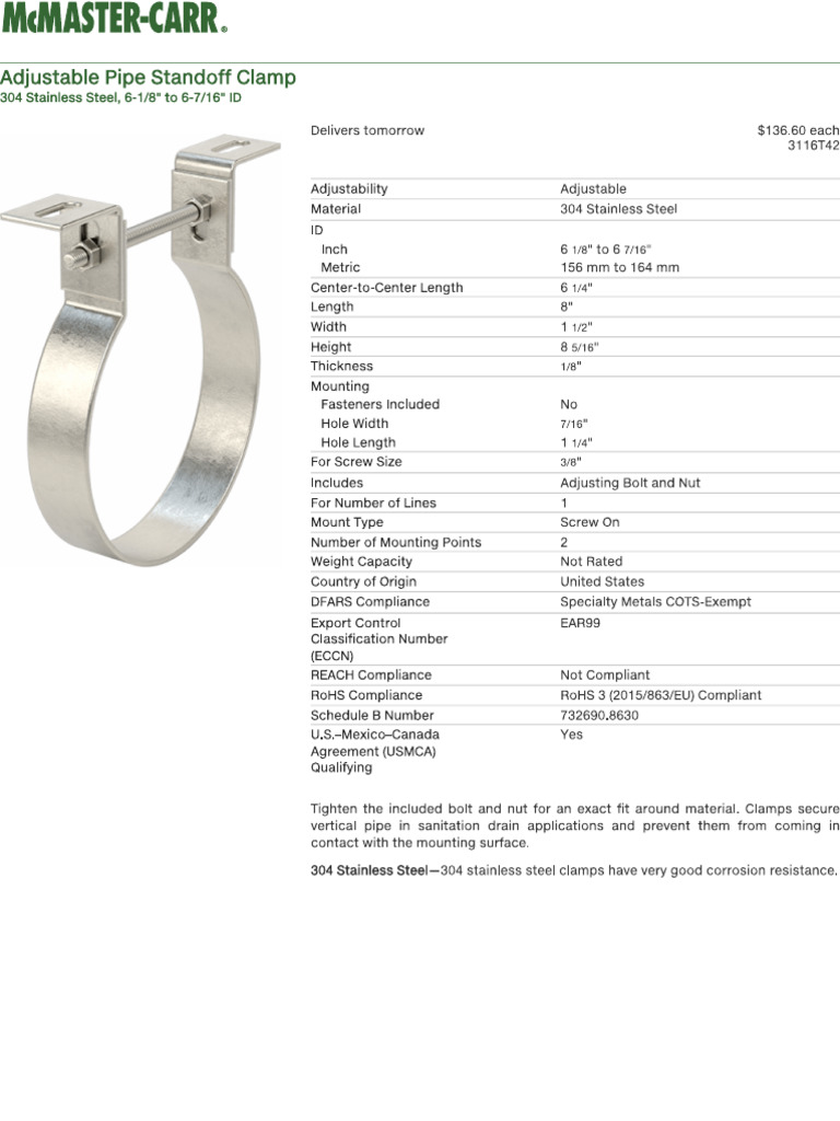Pipe Standoff Clamp | PDF