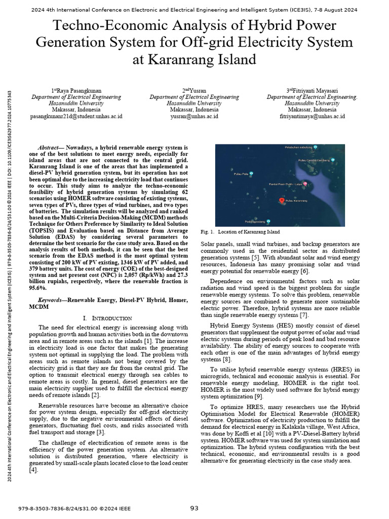 Hybrid Power System Analysis for Karanrang Island | PDF | Photovoltaics ...