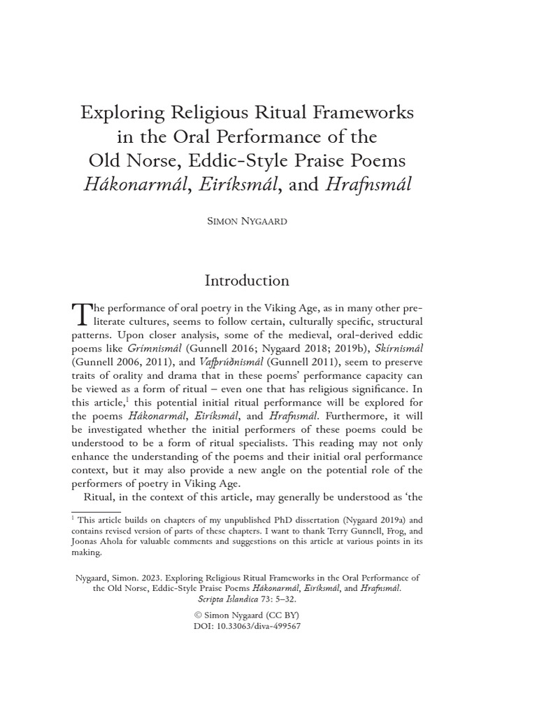 Rituals in Old Norse Praise Poems | PDF | Poetry | Rituals