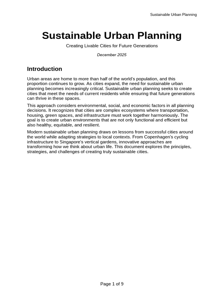 Sustainable Urban Planning Strategies | PDF | Public Transport ...